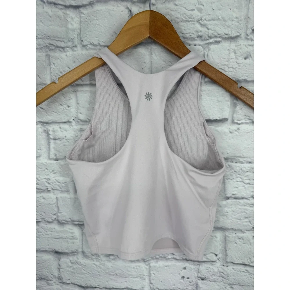 Athleta Girl Longline Bra Tank Top Pale Lavender Size L 12 High Neck Racerbac